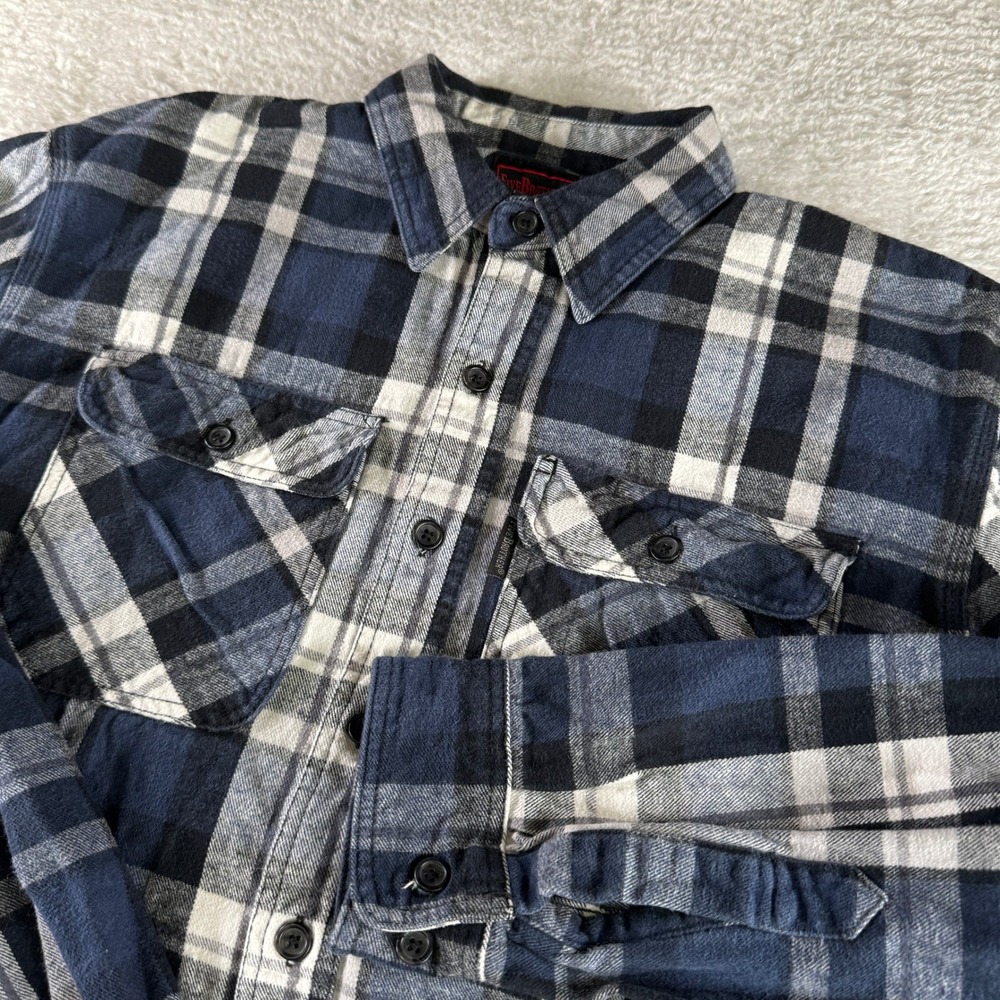 Vintage Five Brother Button Up Flannel Shirt Plaid L Tall Blue Plaid Heavy Clean
